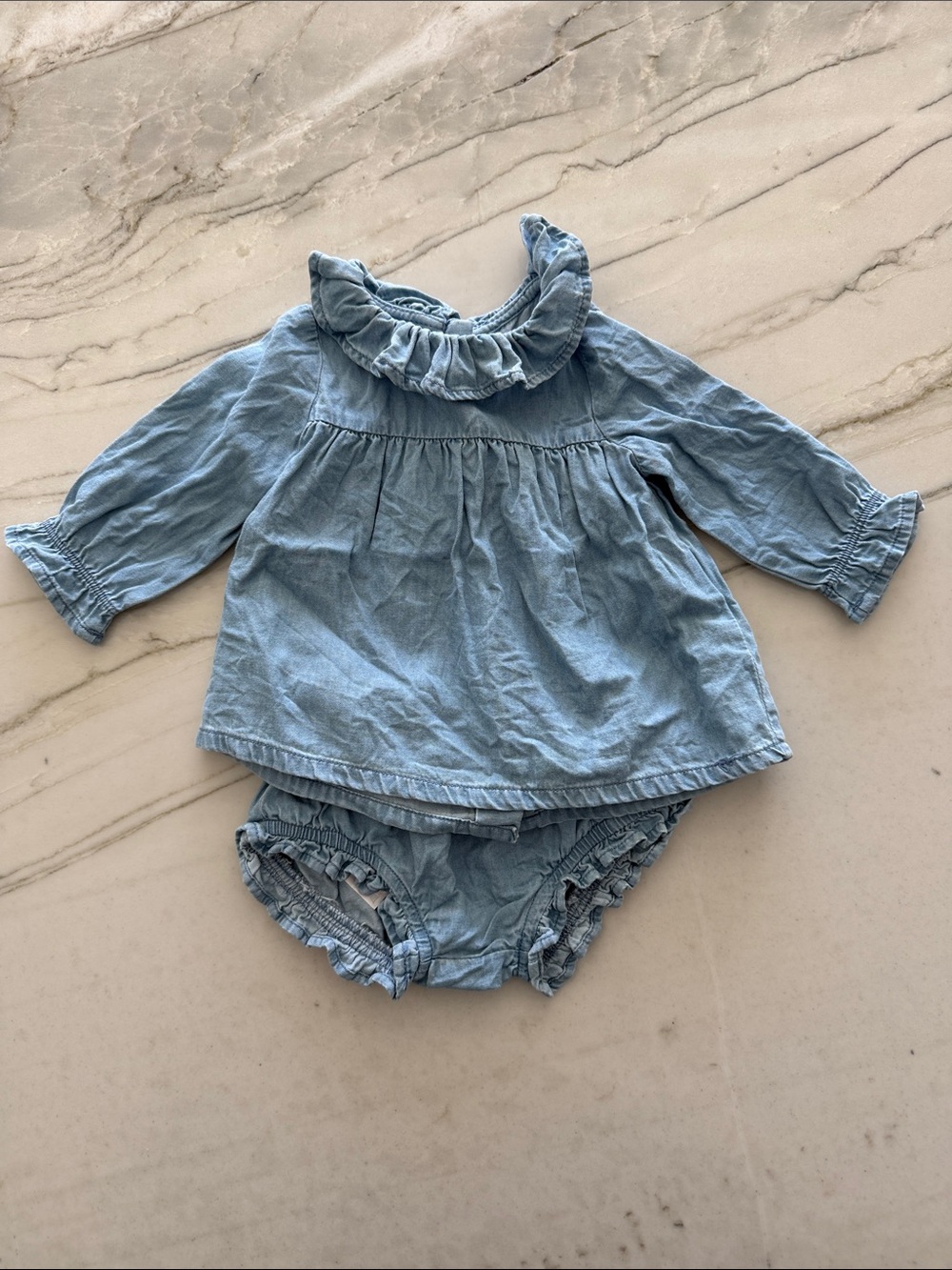 Mango Light Blue Ruffle Collar Diaper Cover Set